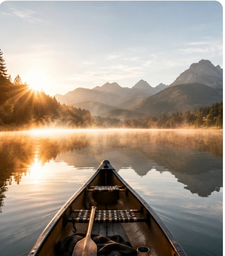Kanufahrt auf einem Bergsee