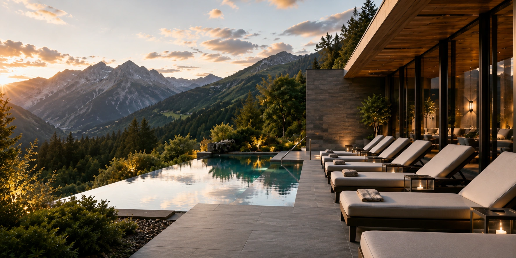 Alpines Hotel mit Infinity-Pool und Bergpanorama